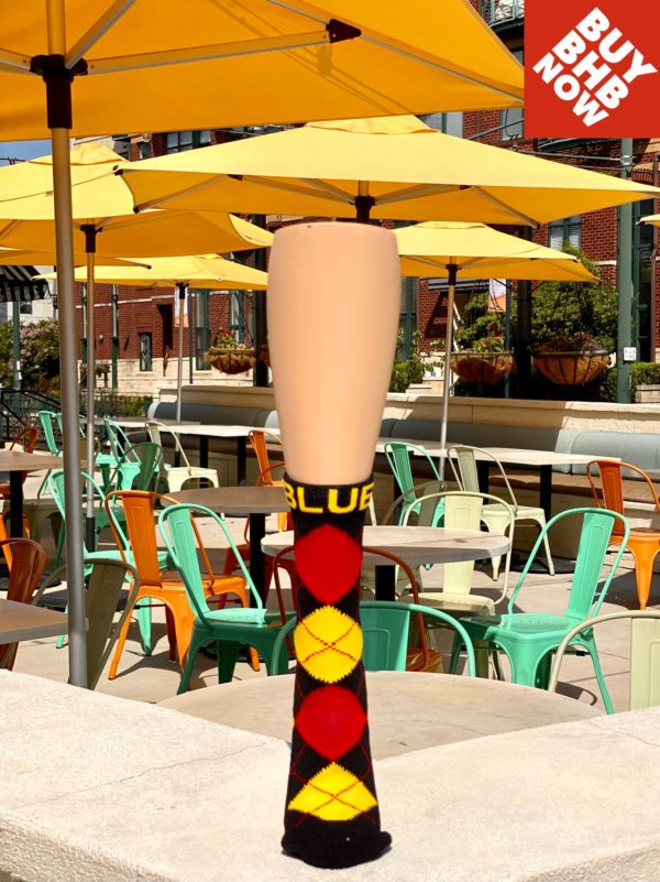 Blue Heel Brand Mini Crew Argyle: Black, Red, & Yellow